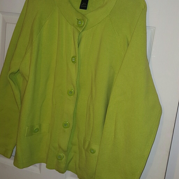 COPY - LANE BRYANT LIME GREEN CARDIGAN *LIKE NEW* - Picture 3 of 4